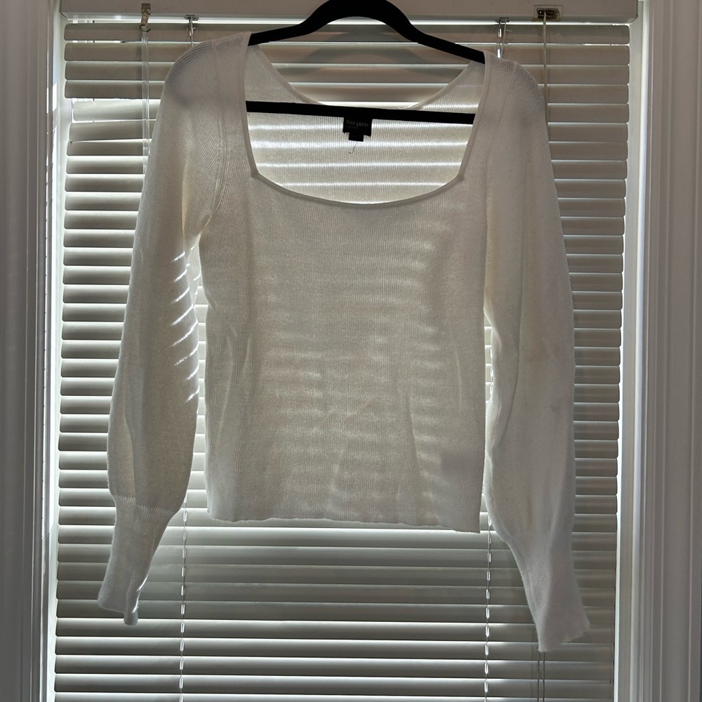 White Square Neck Sweater